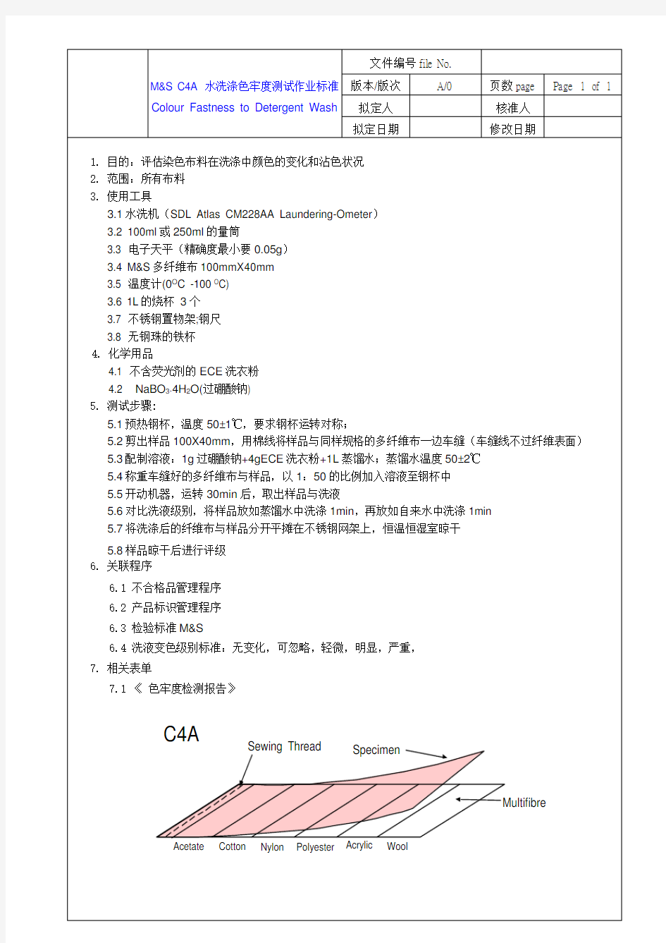 MS C4A 水洗色牢度步骤