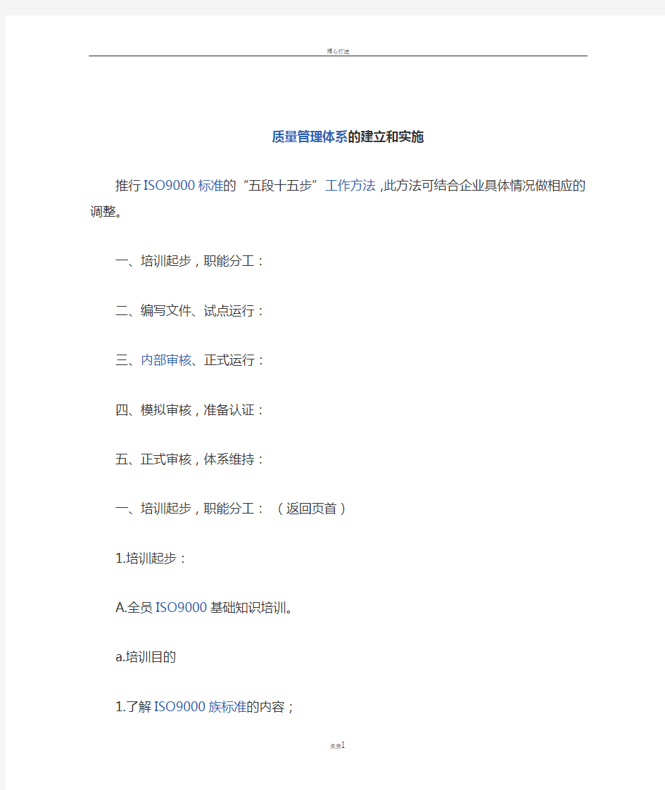 质量管理体系的建立和实施