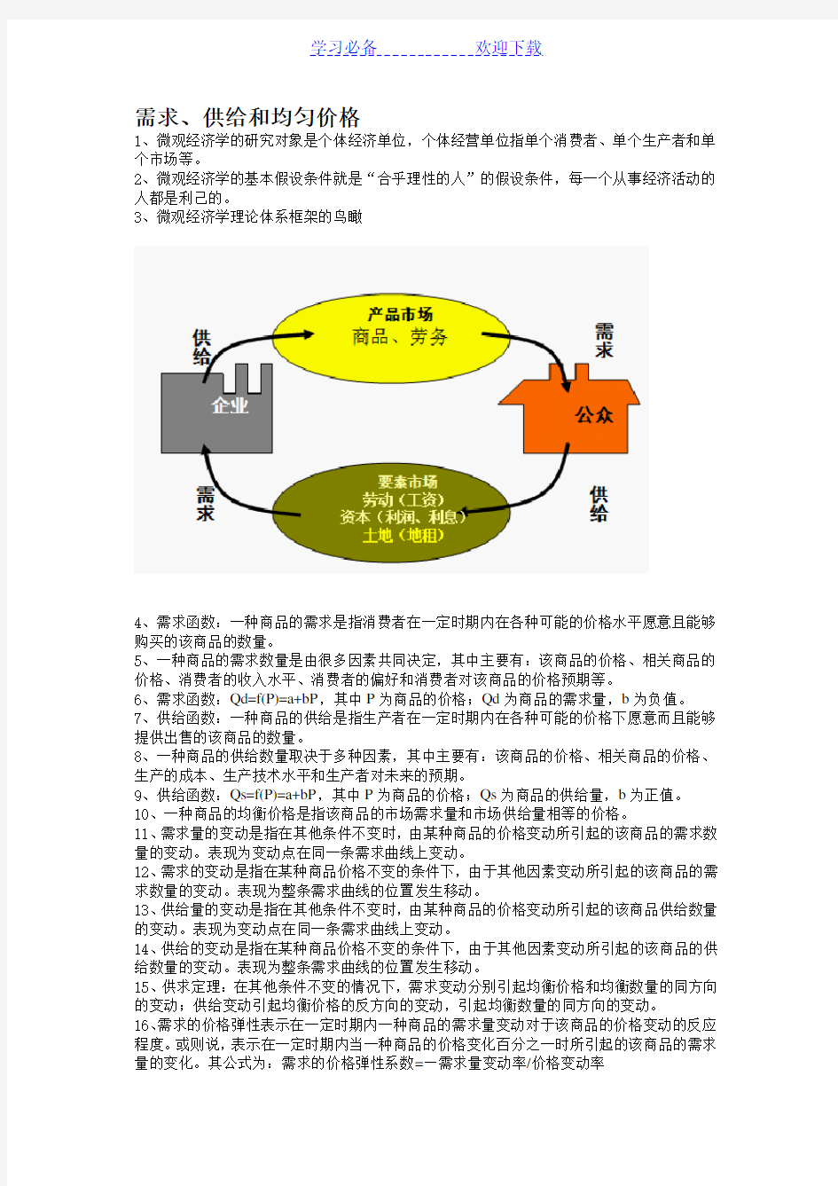 西方经济学(微观部分)复习重点