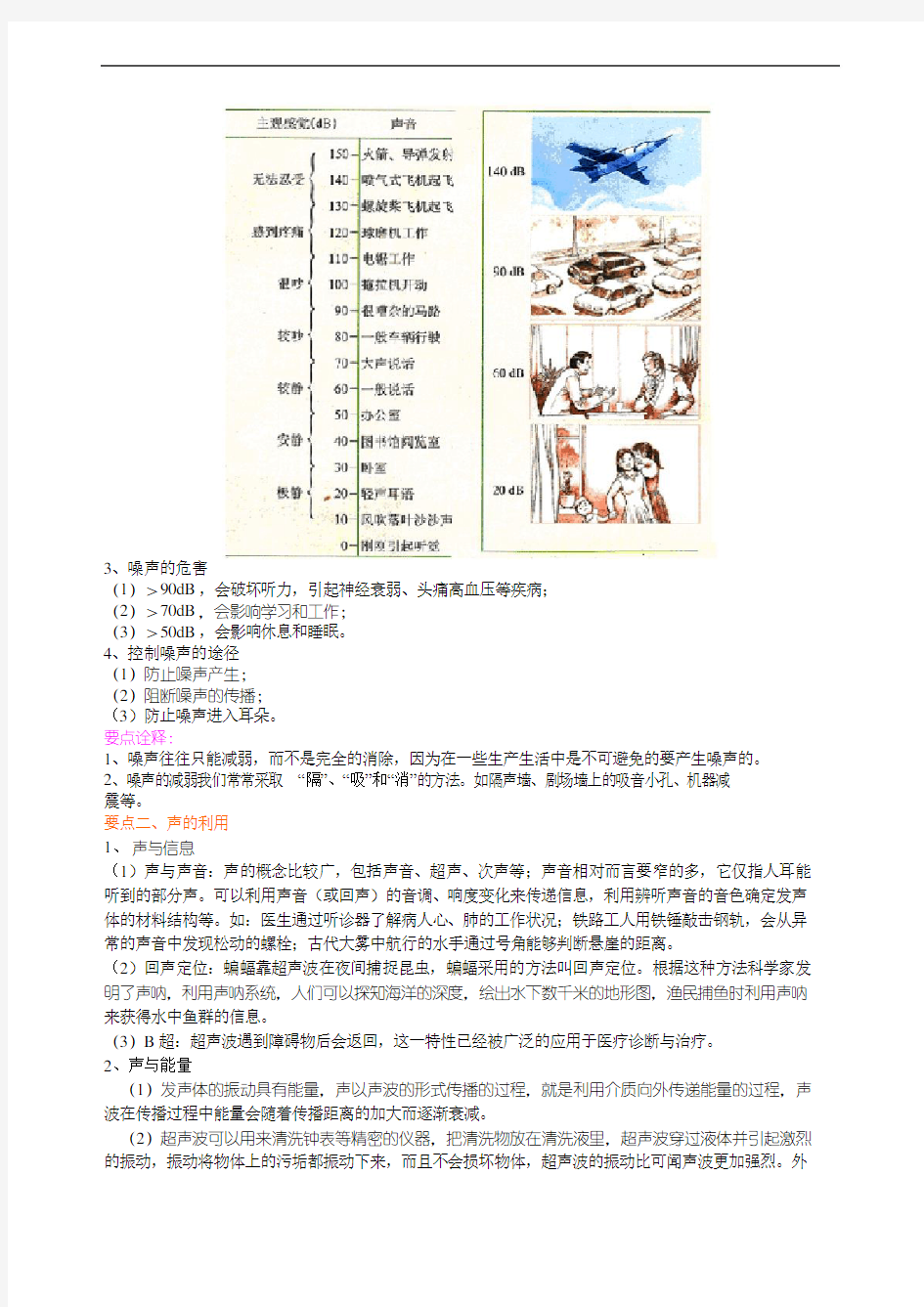 八年级上册物理之声的利用 噪声的危害和控制(基础)知识讲解