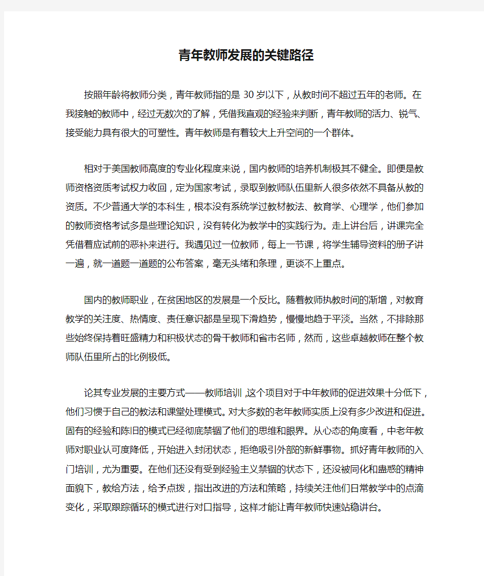 青年教师发展的关键路径