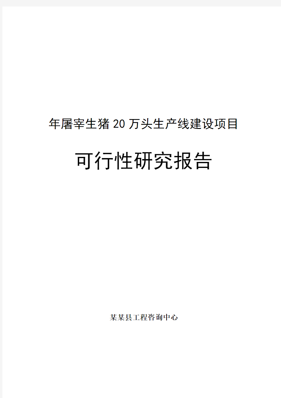 年屠宰生猪20万头生产线建设项目可行性研究报告书