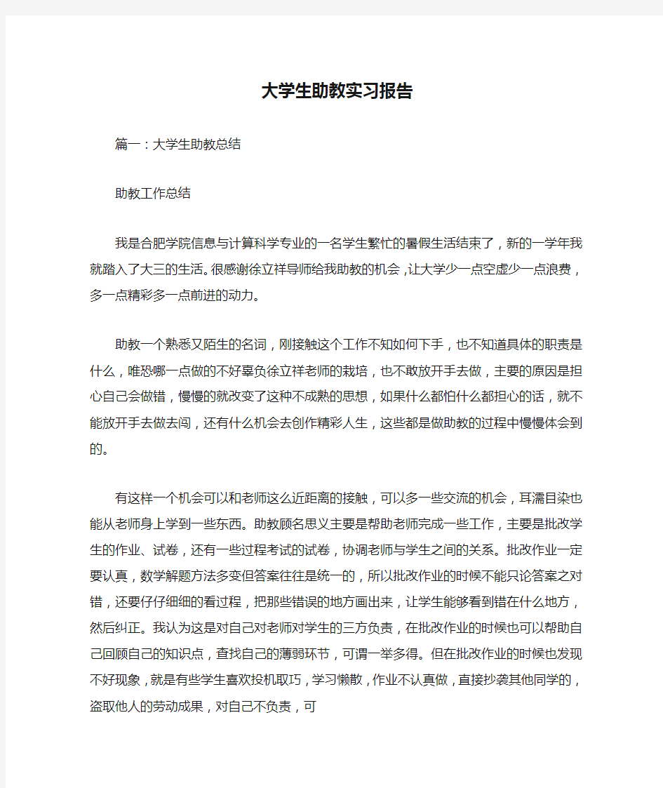 大学生助教实习报告