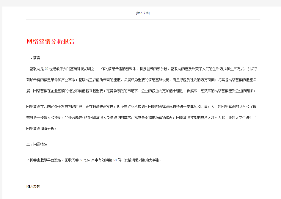 网络营销分析报告
