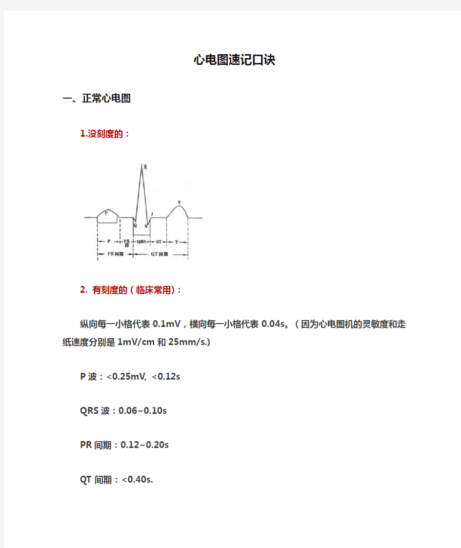 心电图速记口诀