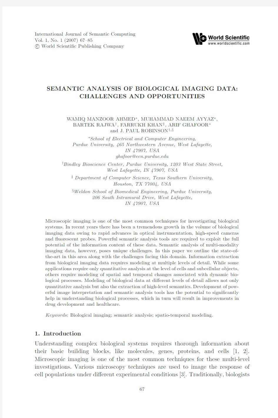 SEMANTIC ANALYSIS OF BIOLOGICAL IMAGING DATA CHALLENGES AND OPPORTUNITIES