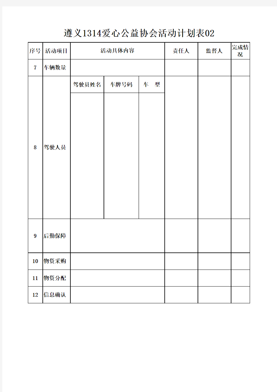 活动计划完成表02