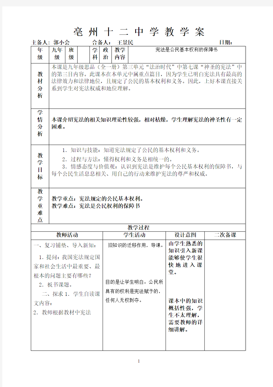 公民权利的保障书