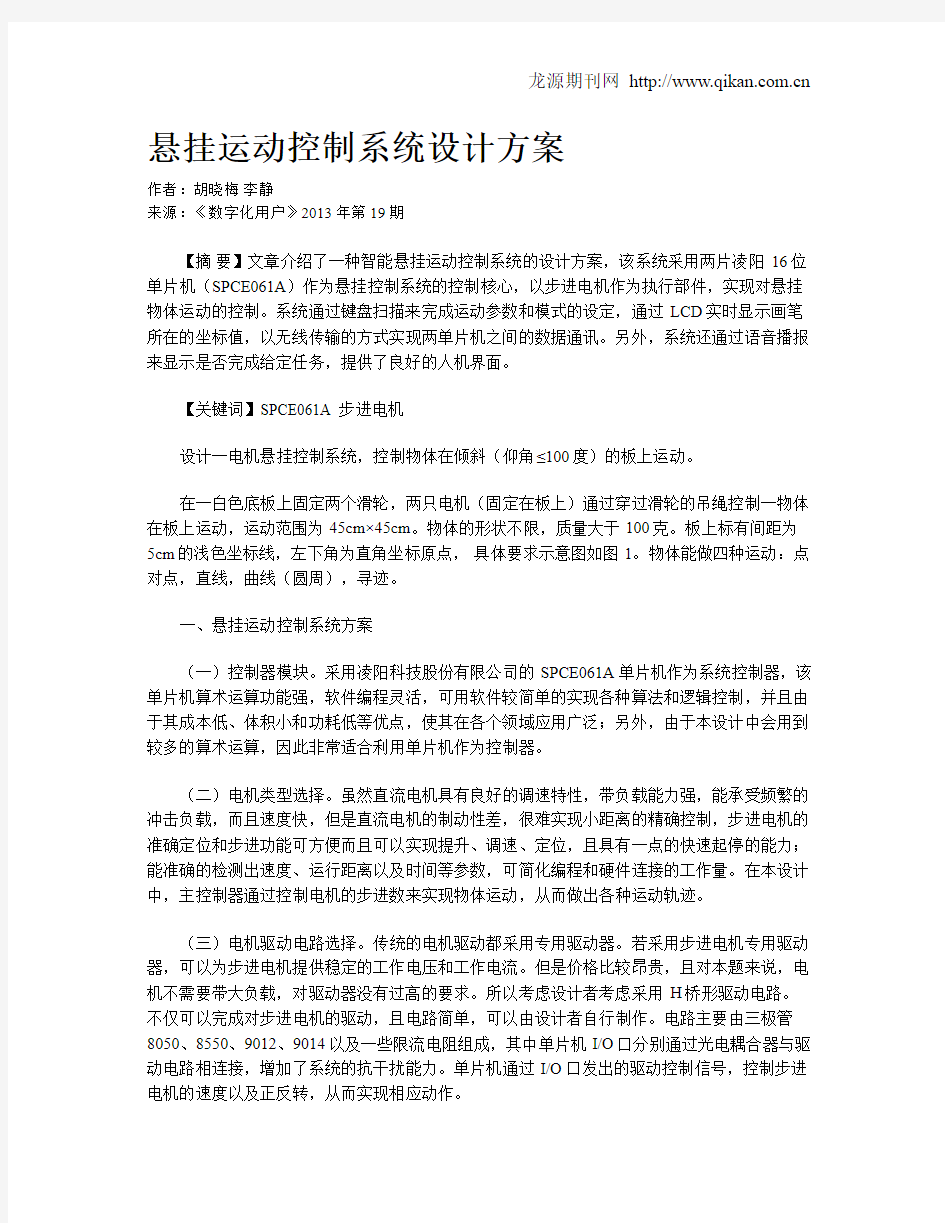 悬挂运动控制系统设计方案