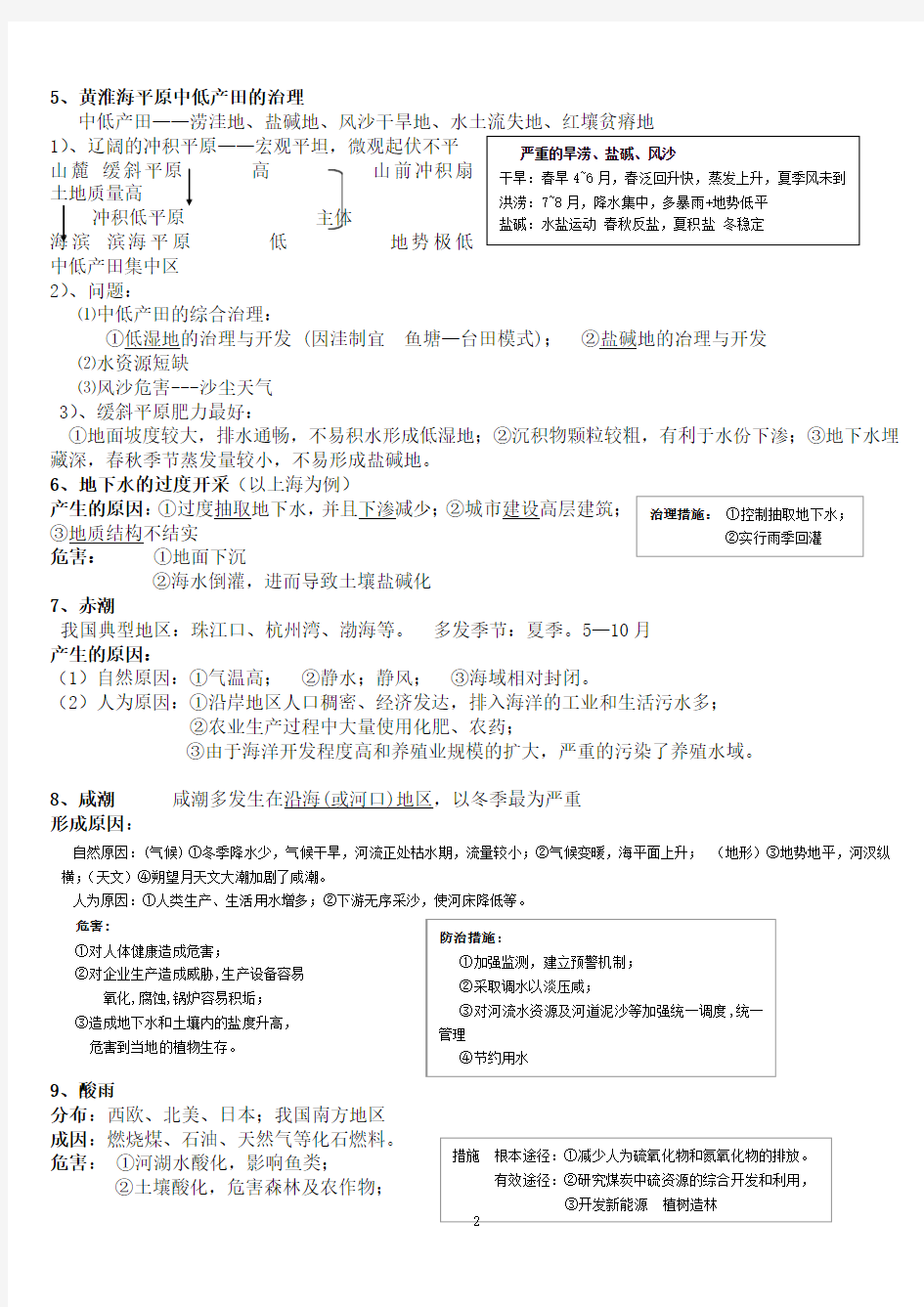 2013年广东高考文综地理考前100天复习资料(精心准备
