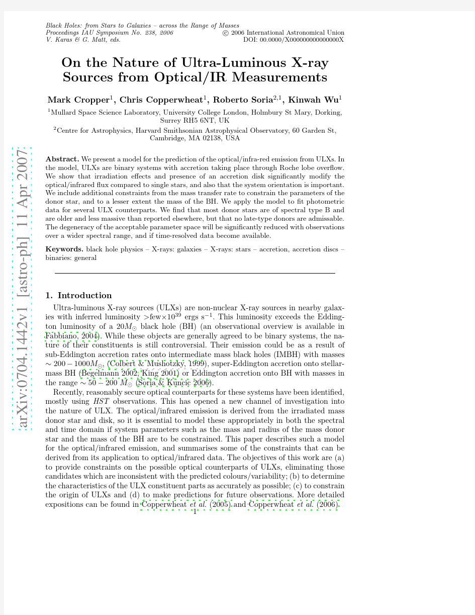 On the Nature of Ultra-Luminous X-ray Sources from OpticalIR Measurements