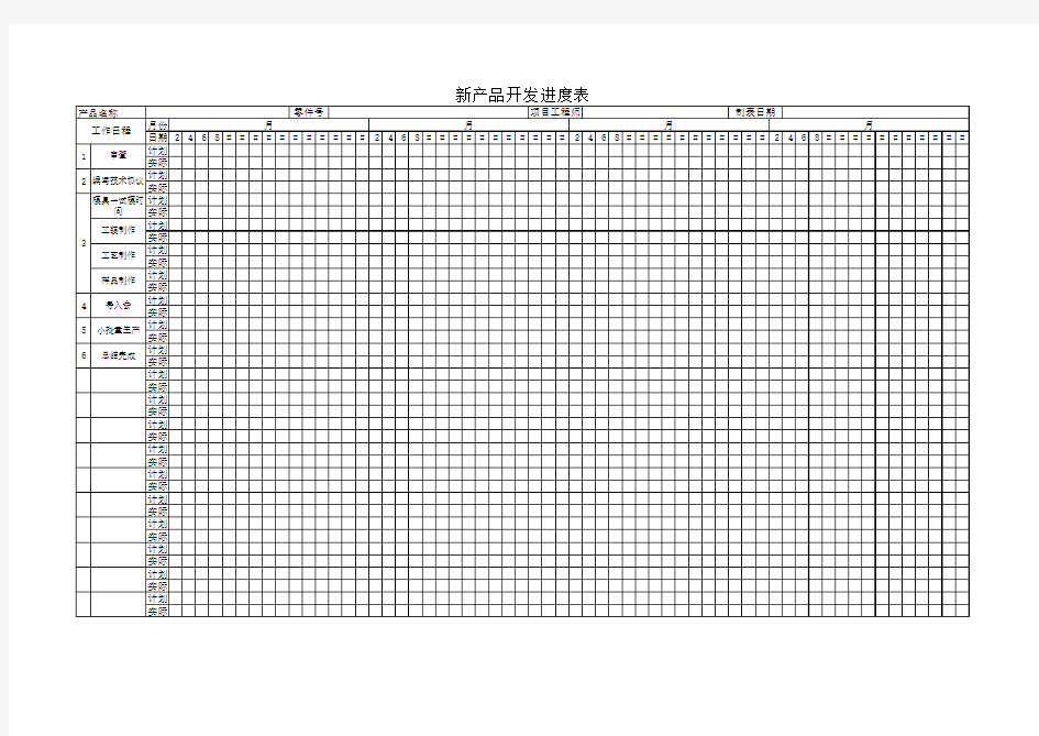 新产品开发进度表