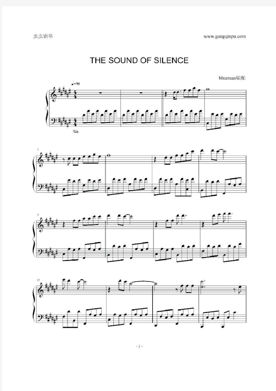 保罗西蒙 -The Sound of Silence-(寂静之声)钢琴曲谱