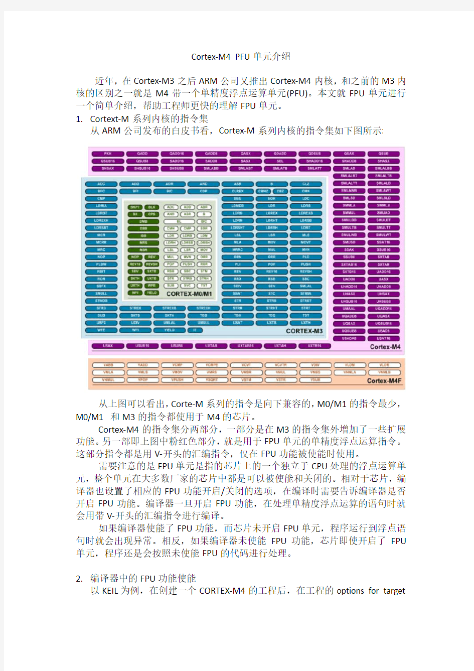 简单介绍Cortex M4 FPU 单精度浮点运算单元