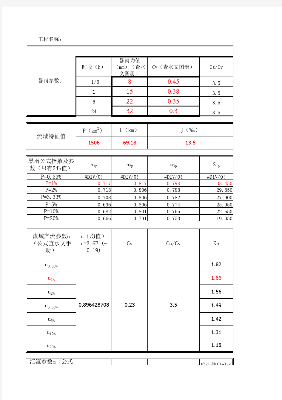 洪水计算.(推理公式法)xls