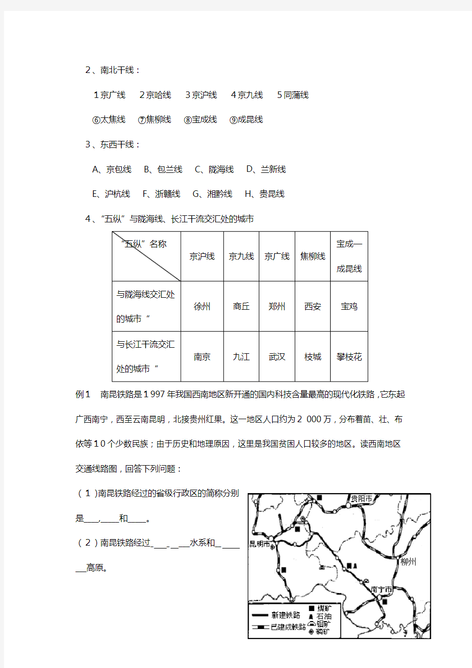 中国地理基础知识复习系列中国的交通商业和旅游业