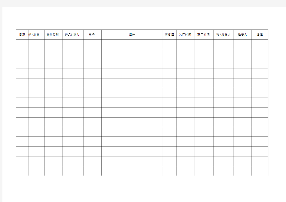 公司车辆货物出入登记表
