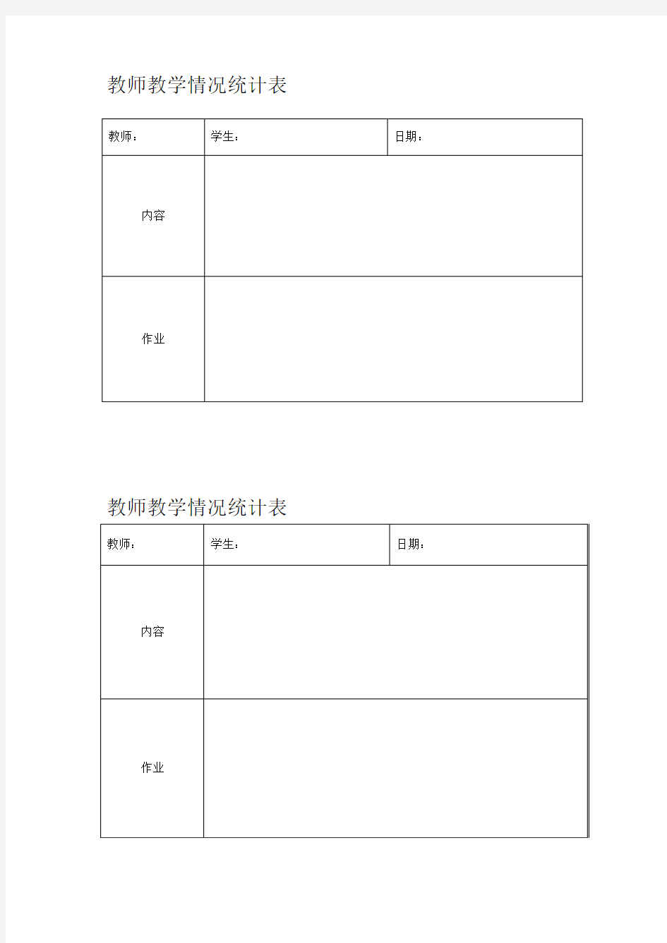 教师教学情况统计表