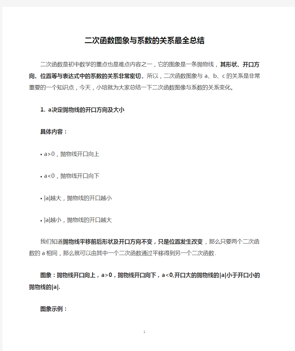 二次函数图象与系数的关系最全总结