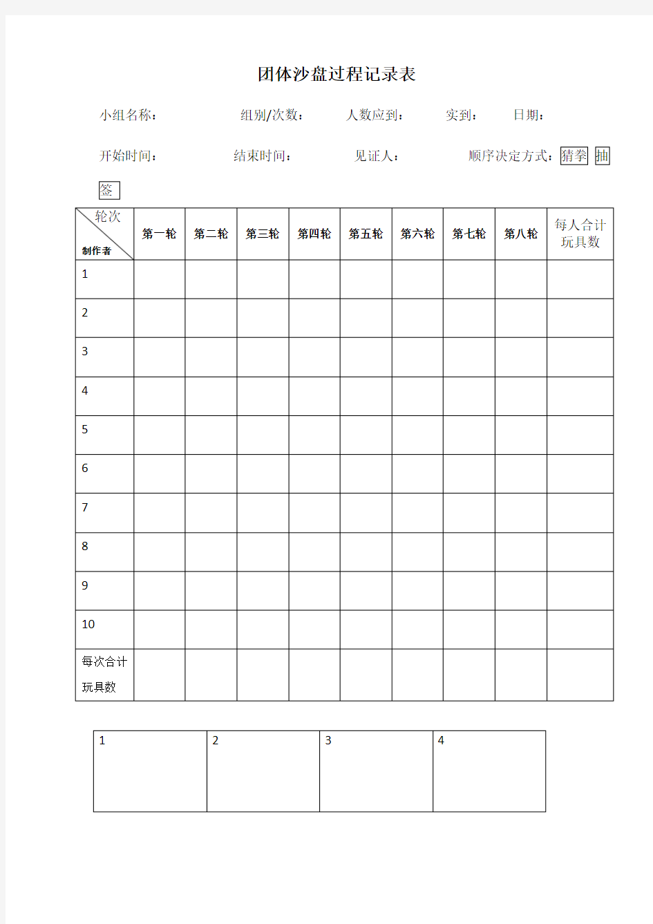 团体沙盘游戏过程记录表(最新版)