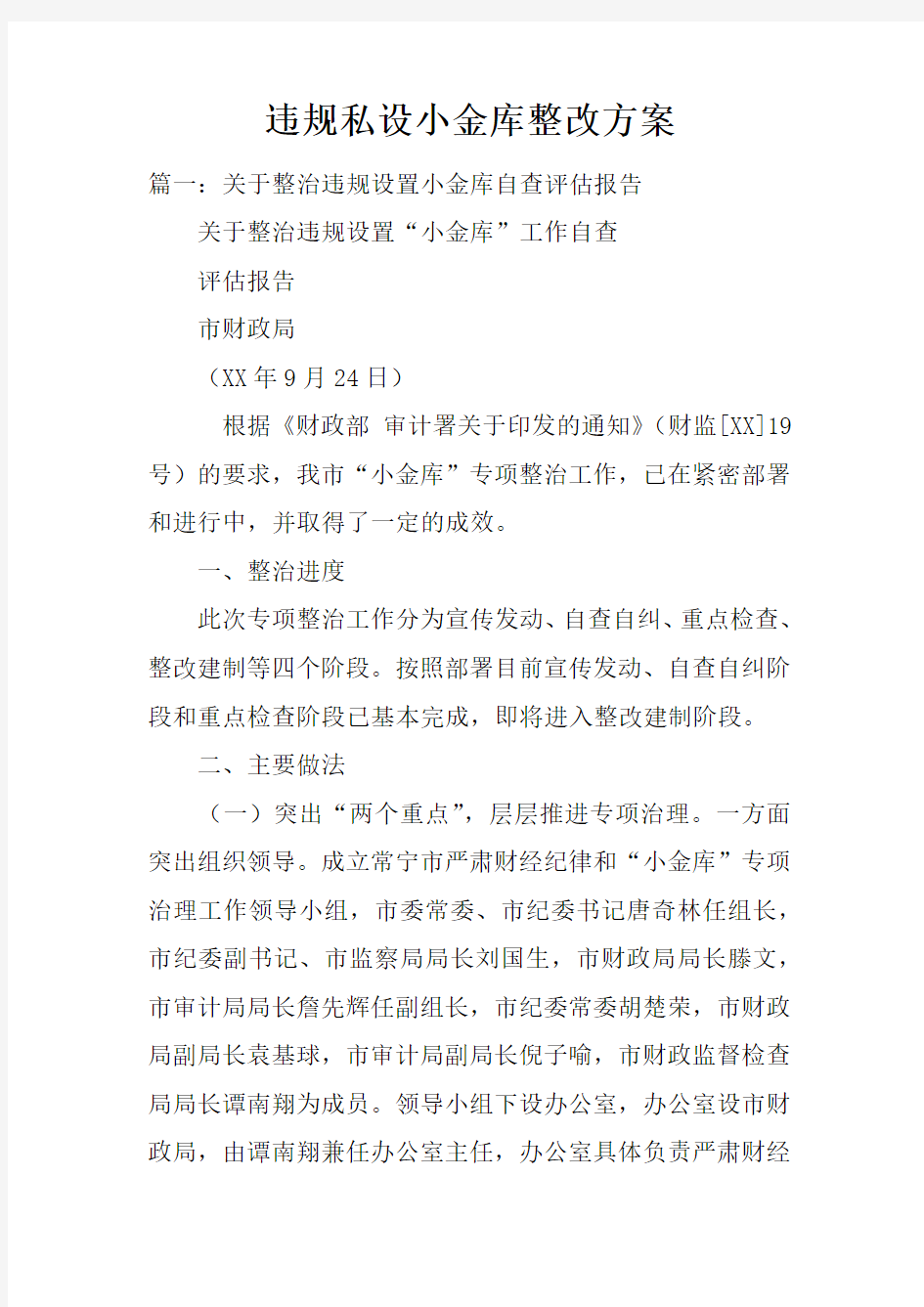 违规私设小金库整改方案doc