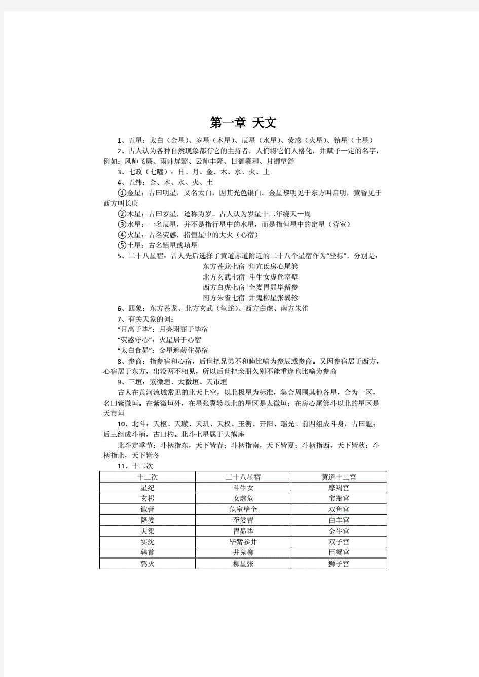 《中国古代文化常识(王力)》重点知识整理