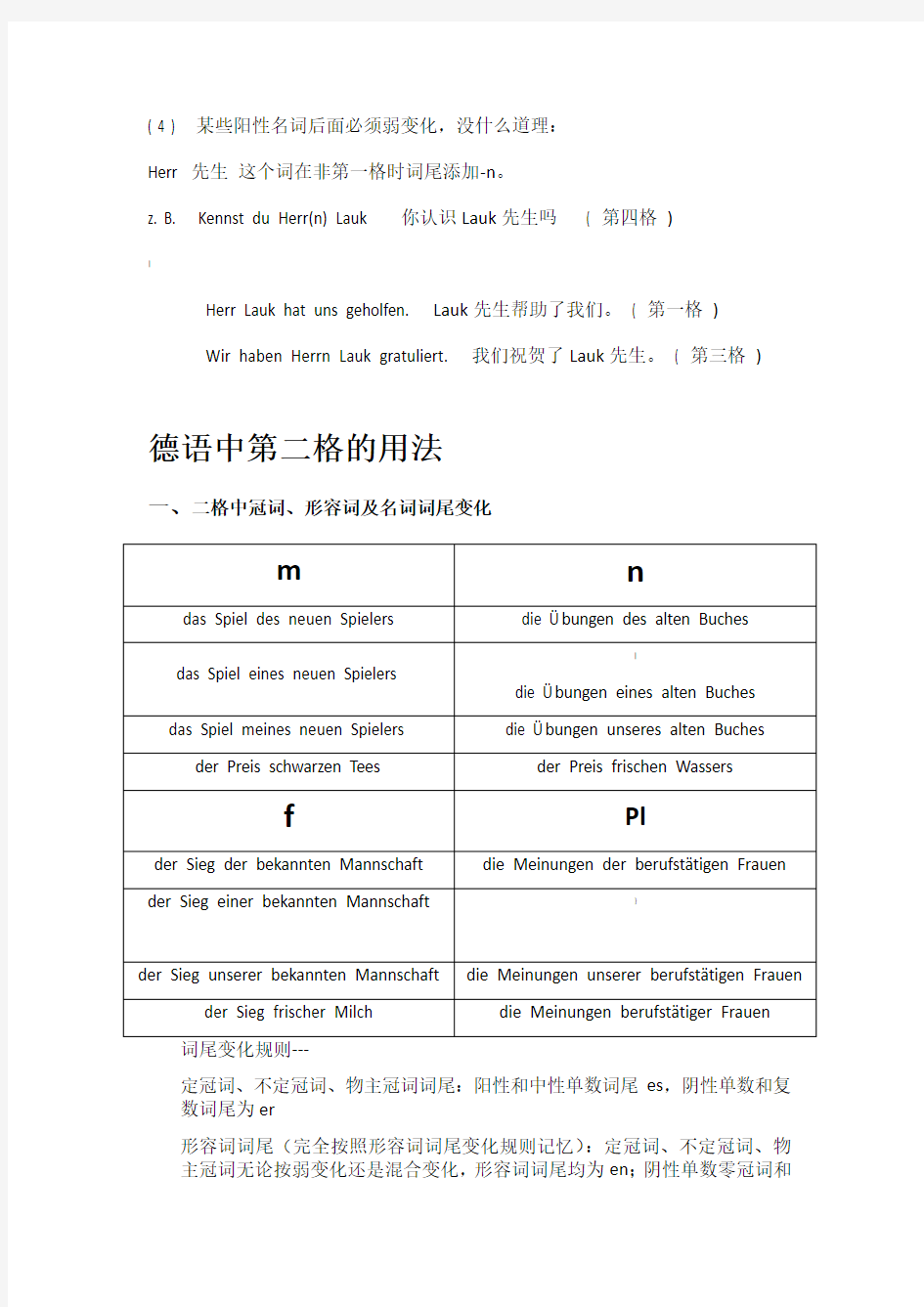 德语中的阳性弱变化名词及第二格用法