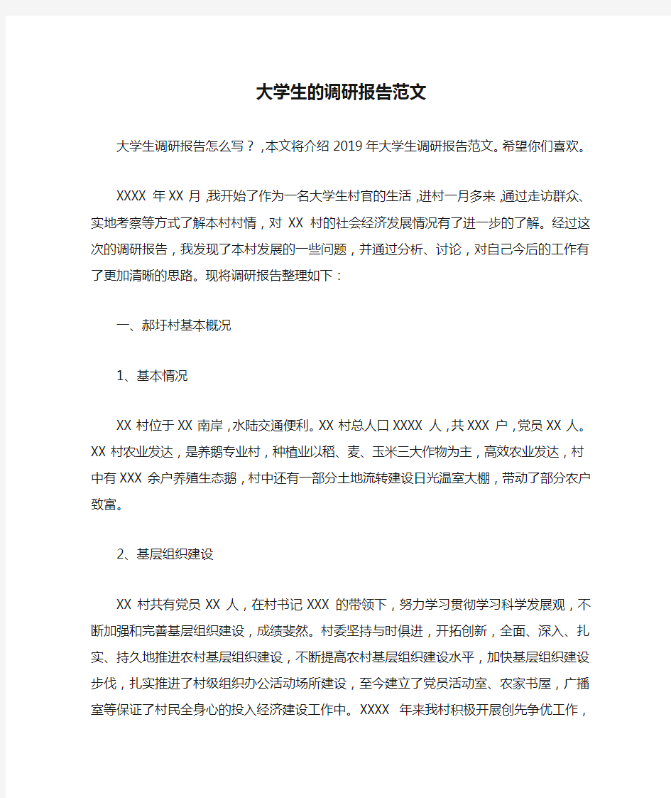 大学生的调研报告范文