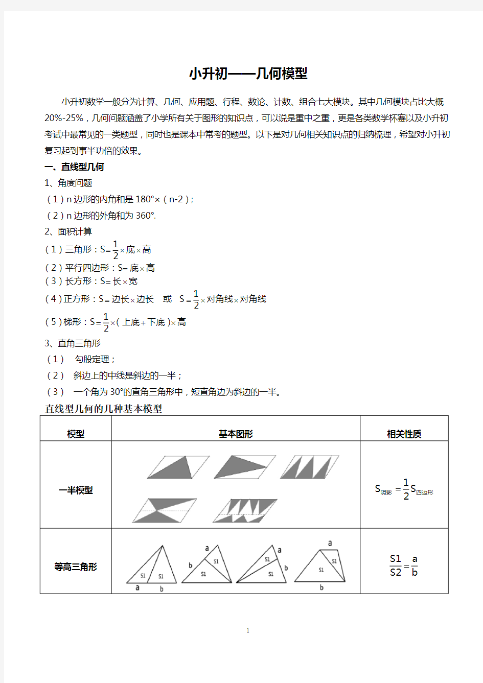 小升初-几何模块详解