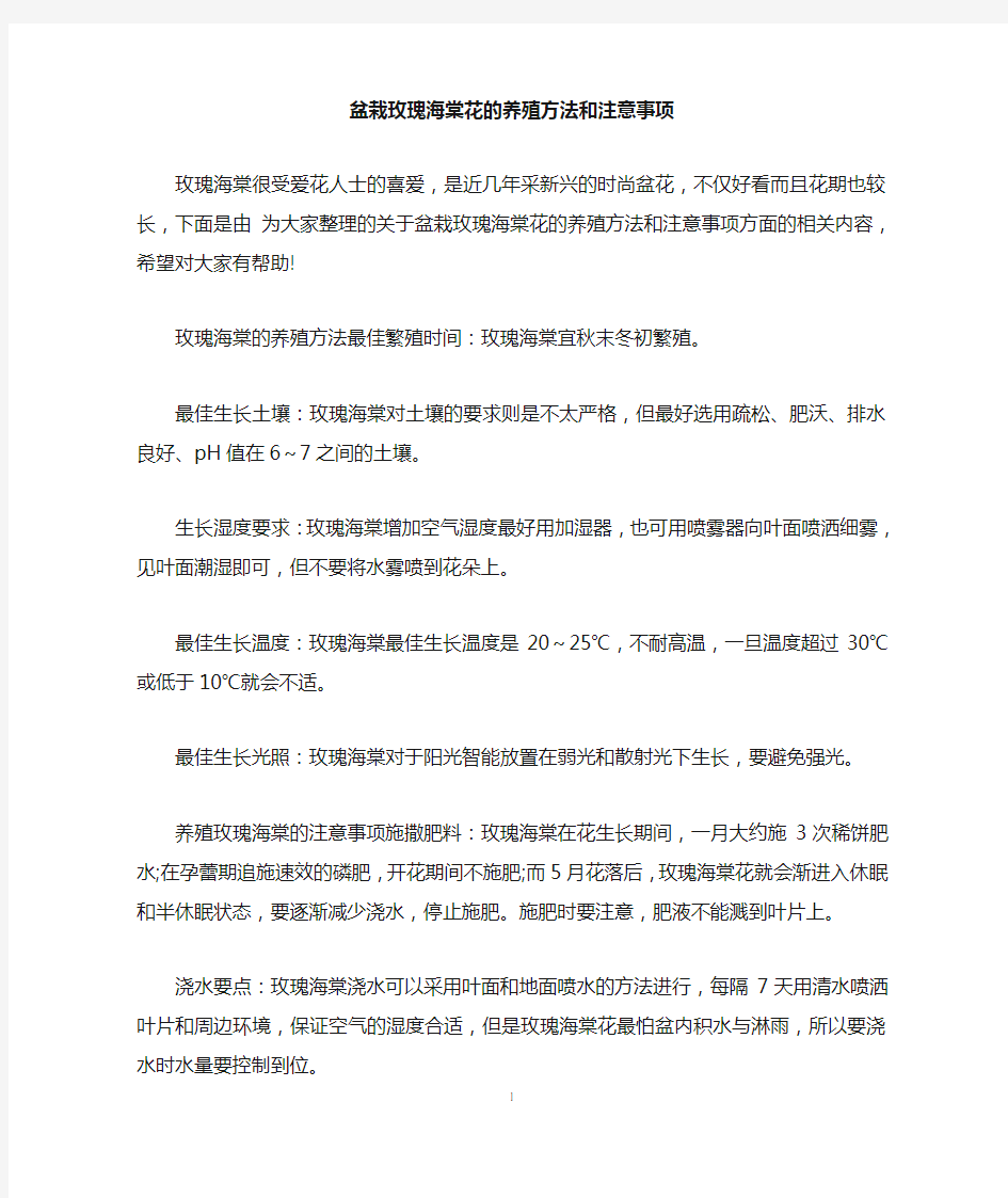 盆栽玫瑰海棠花的养殖方法和注意事项