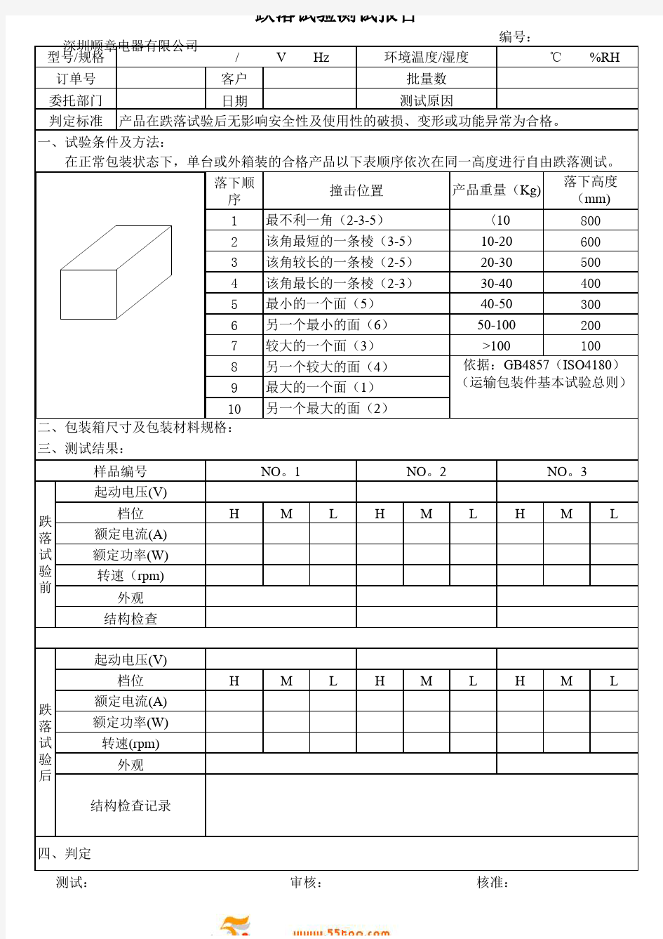 跌落试验测试报告