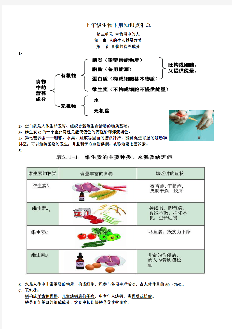 七年级生物下册知识点汇总