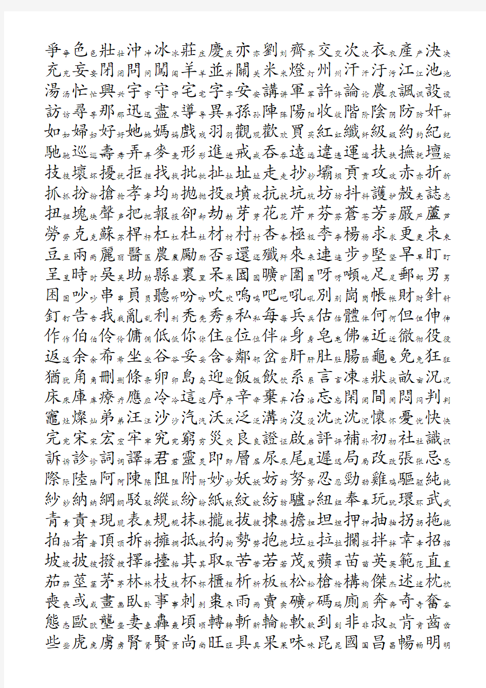 3500个常用汉字简繁对照表-笔画顺序