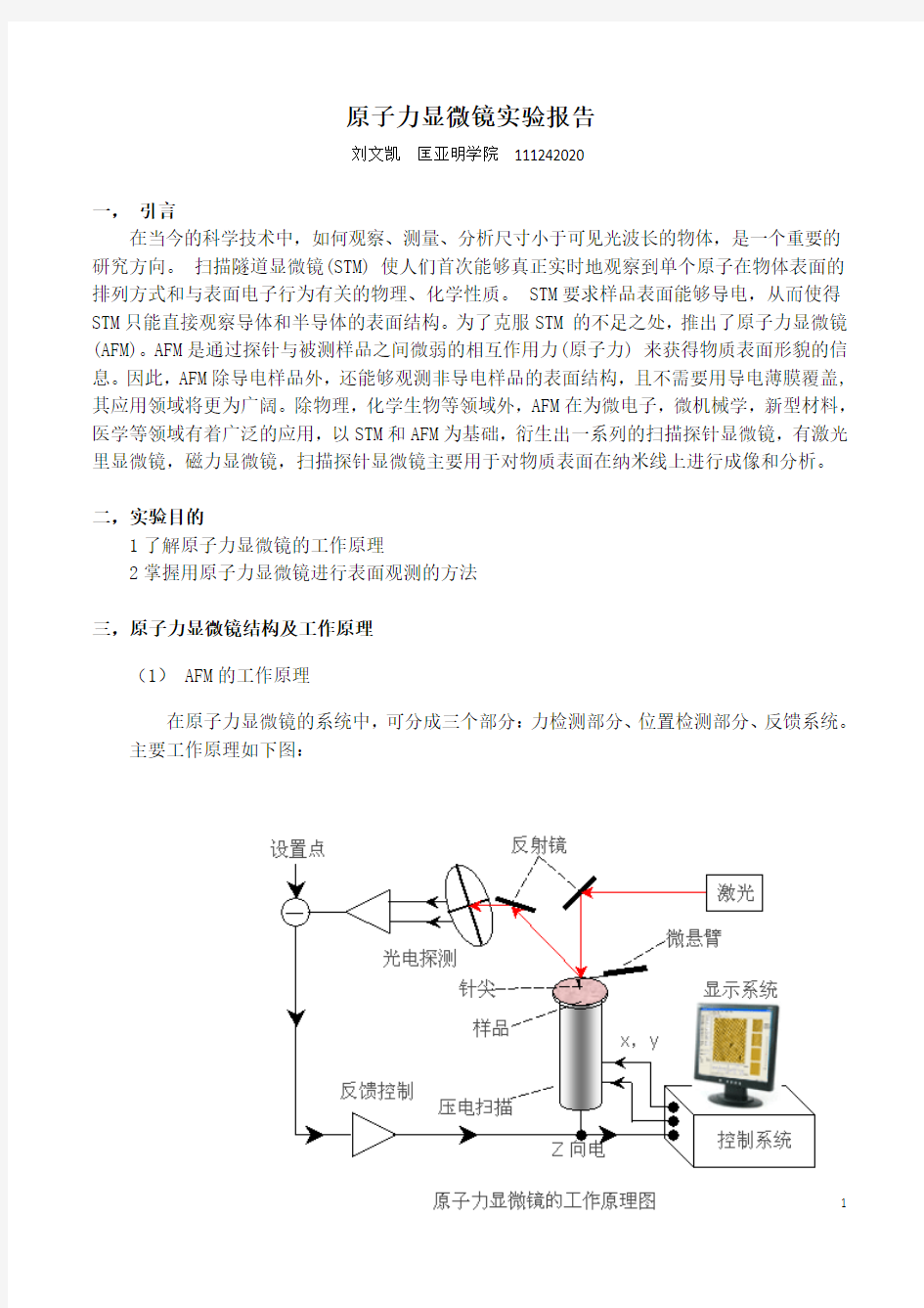 原子力显微镜实验报告