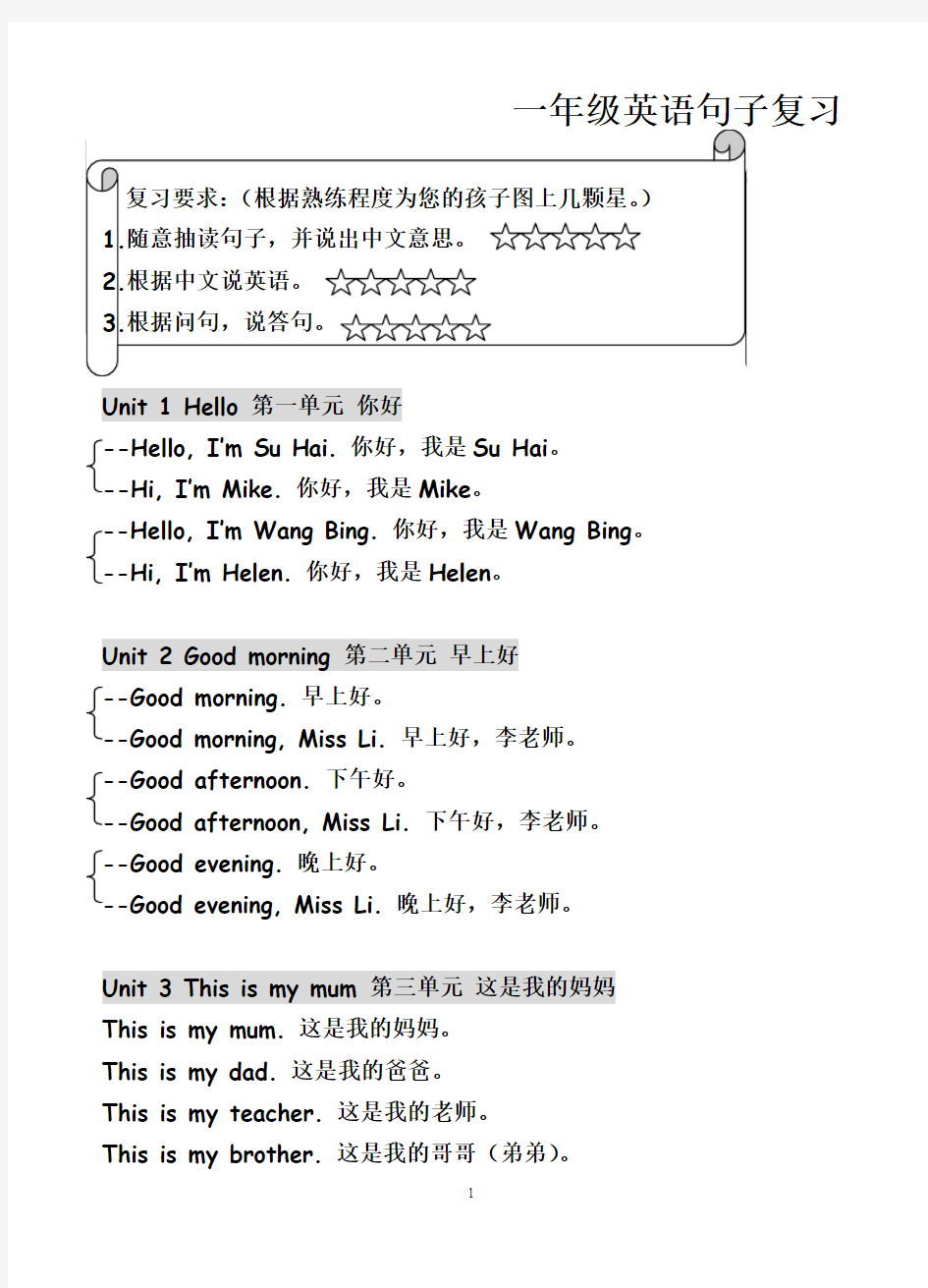 一年级英语句子复习[1]