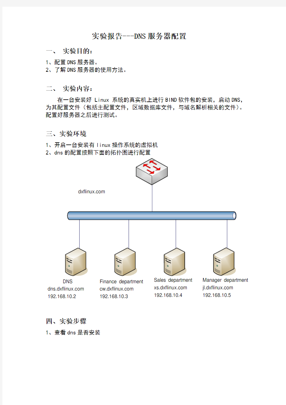 DNS服务器的配置实验报告