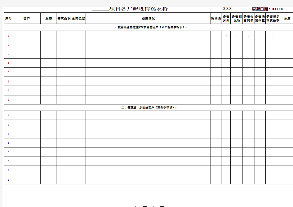 客户跟进情况表格