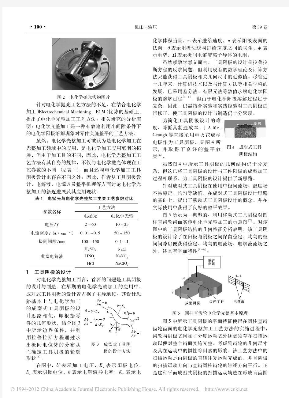 电化学光整加工的进展及其应用