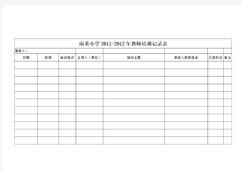 教师培训记录表