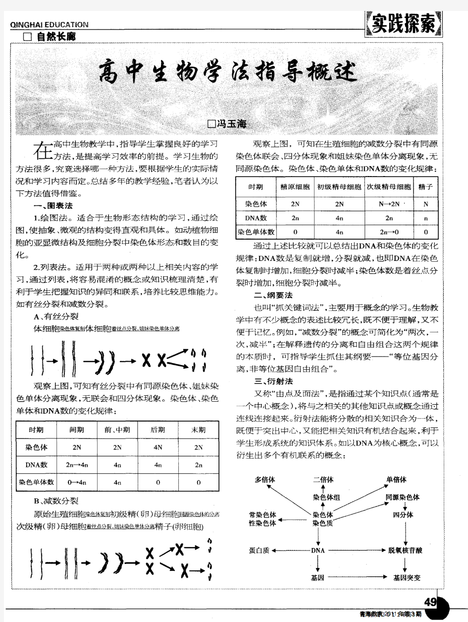 高中生物学法指导概述