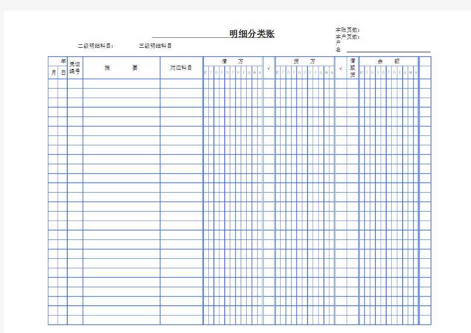 明细分类账Excel表格