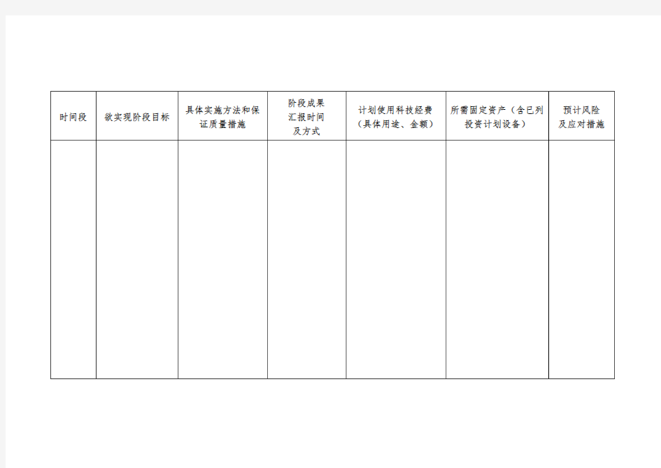 科技项目实施计划表