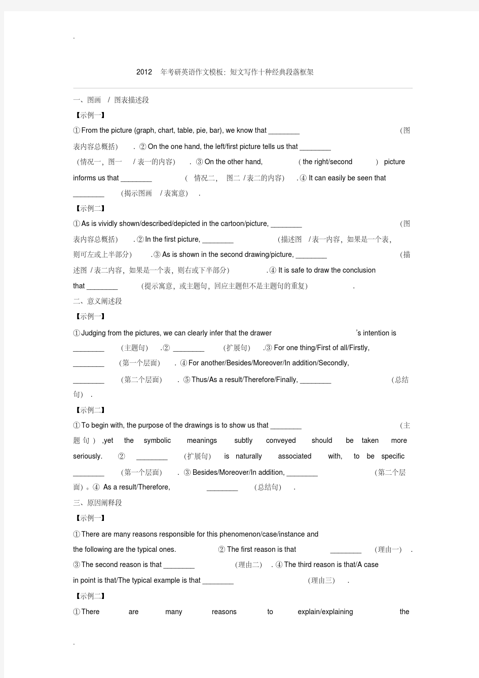 考研英语二作文模板整理