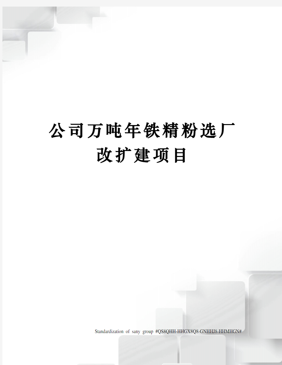 公司万吨年铁精粉选厂改扩建项目