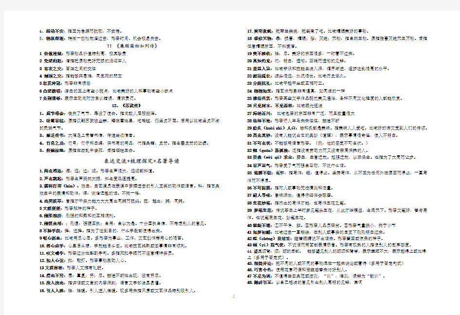 语文必修四成语  最新版