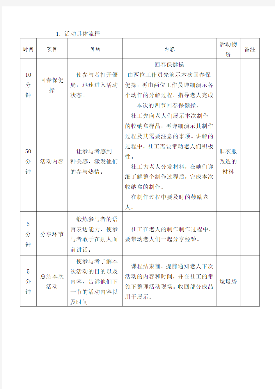 社会工作小组活动流程