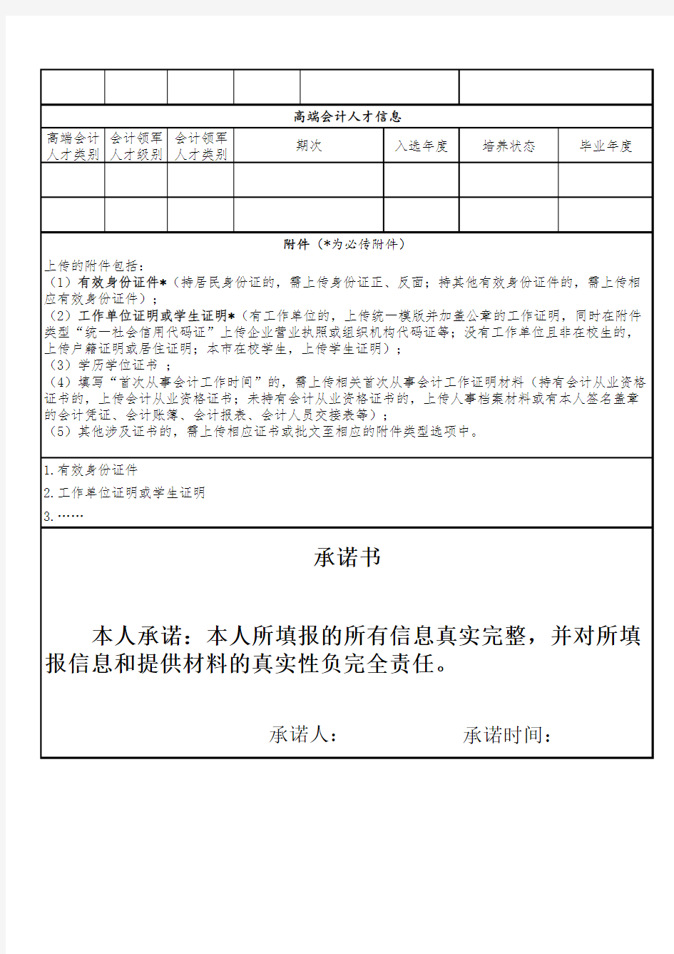 上海市会计人员信息登记表