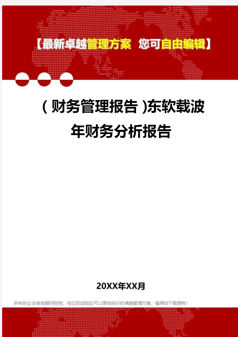 2020年(财务管理报告)东软载波年财务分析报告