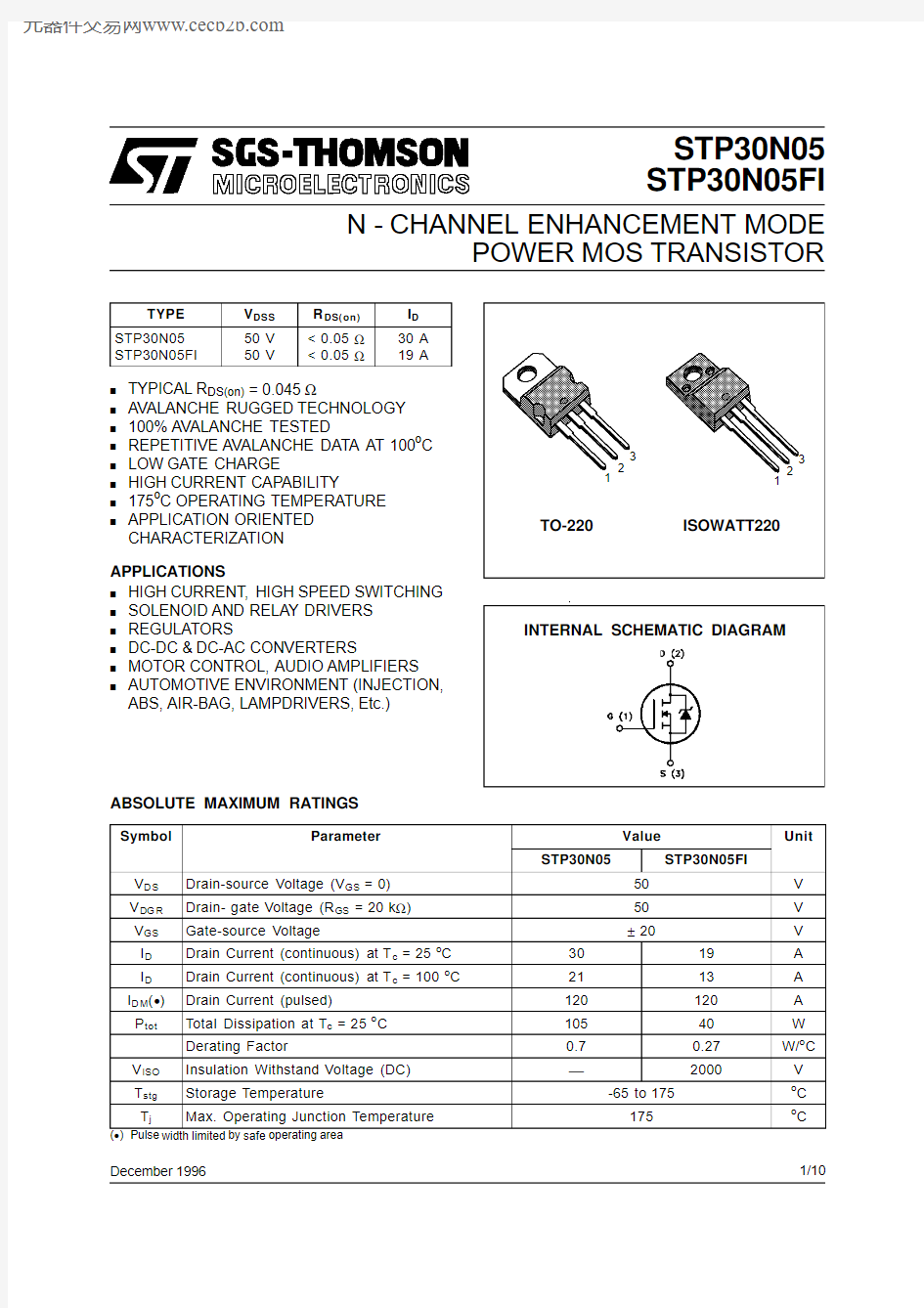 STP30N05中文资料