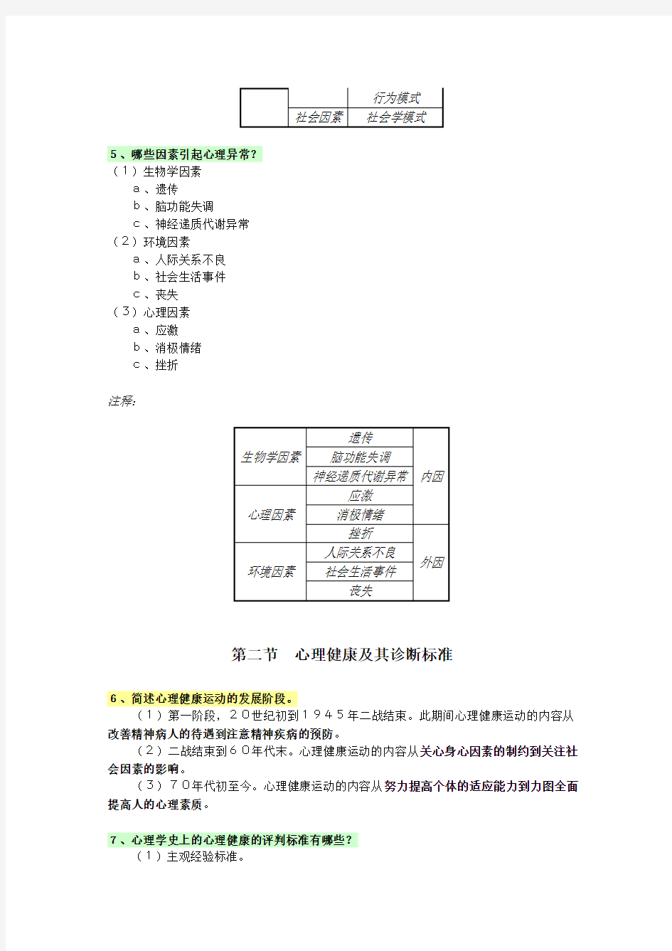 异常心理学笔记